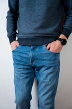 MAGLIONE BLU LAVORATO