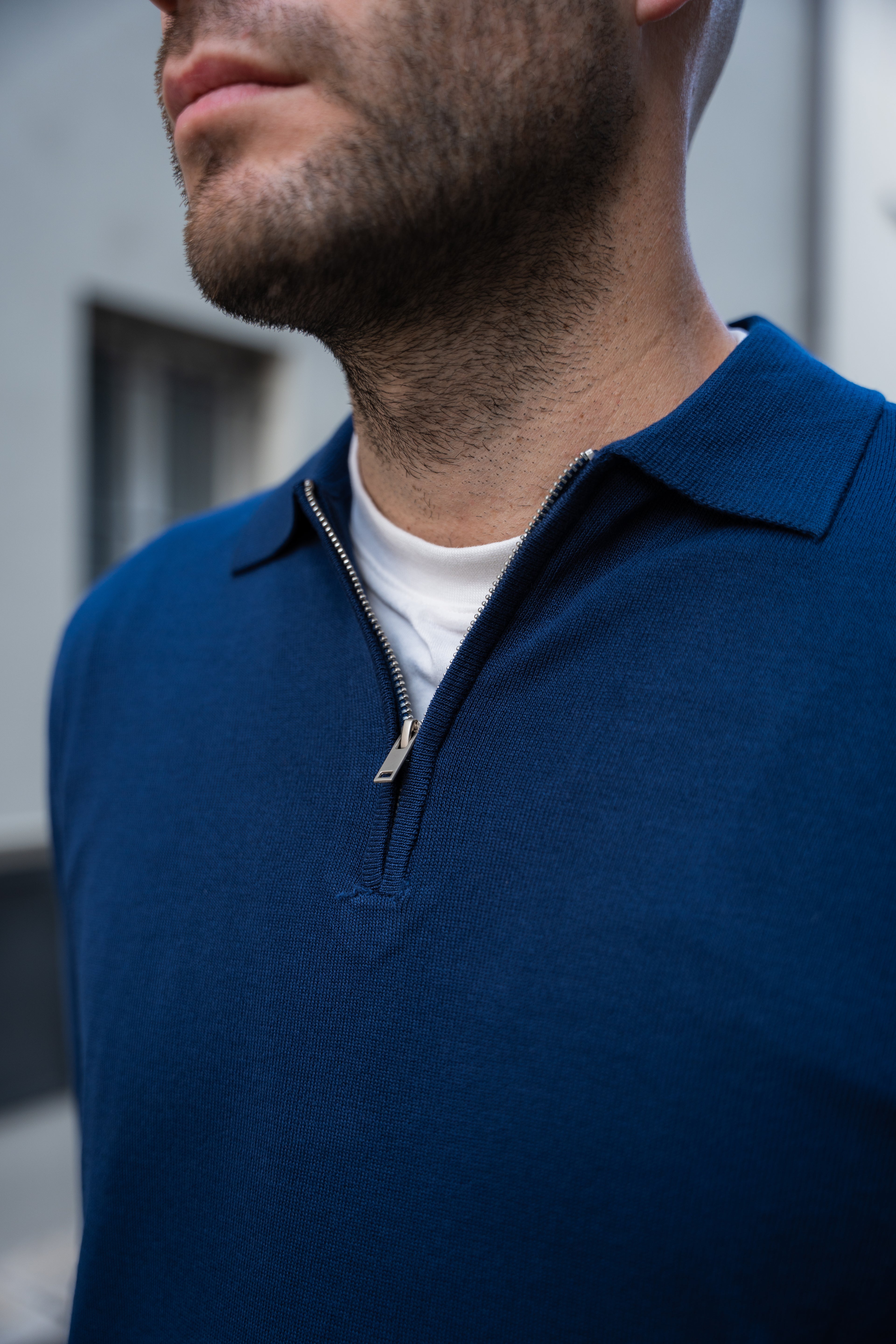 MAGLIONE ZIP BLU