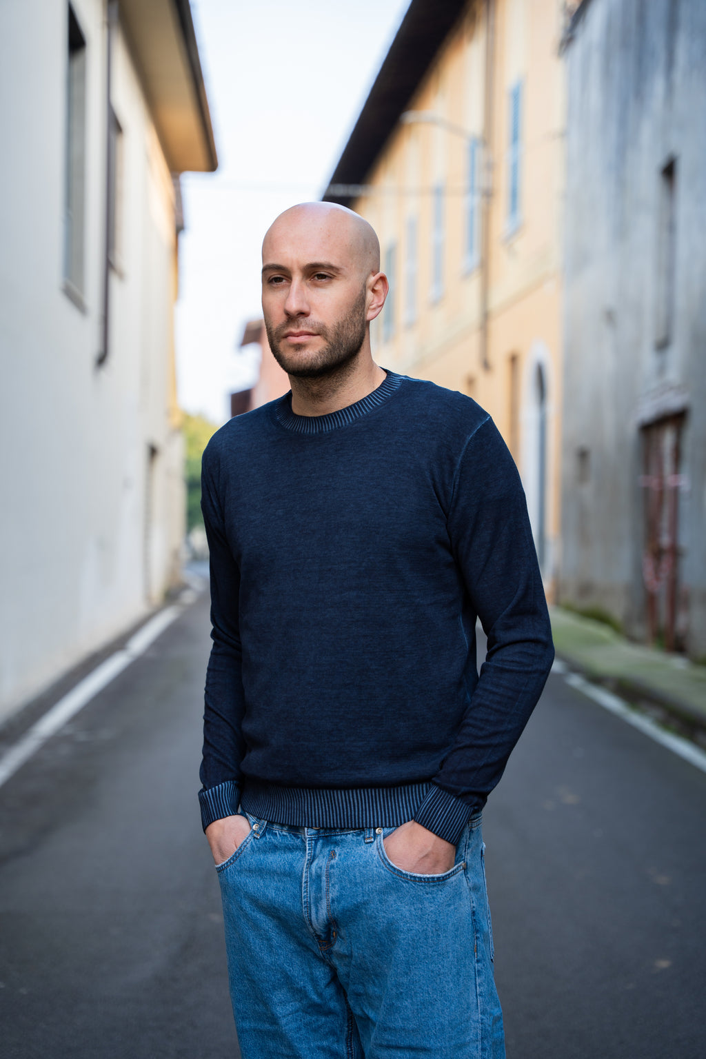 MAGLIONE FIAMMATO BLU