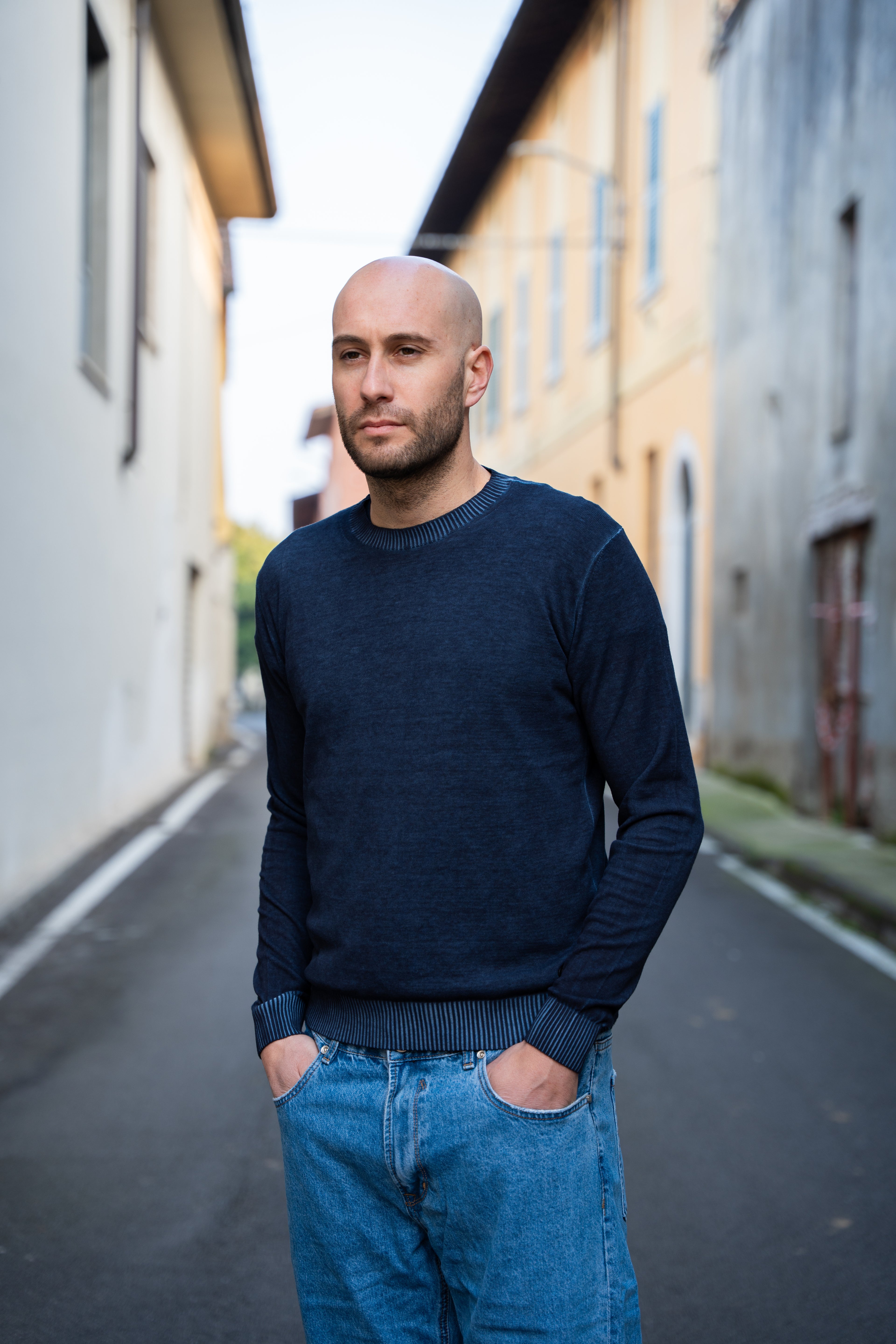 MAGLIONE FIAMMATO BLU