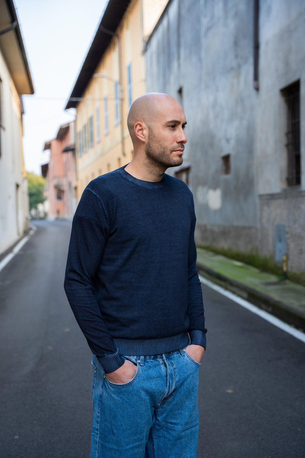 MAGLIONE FIAMMATO BLU