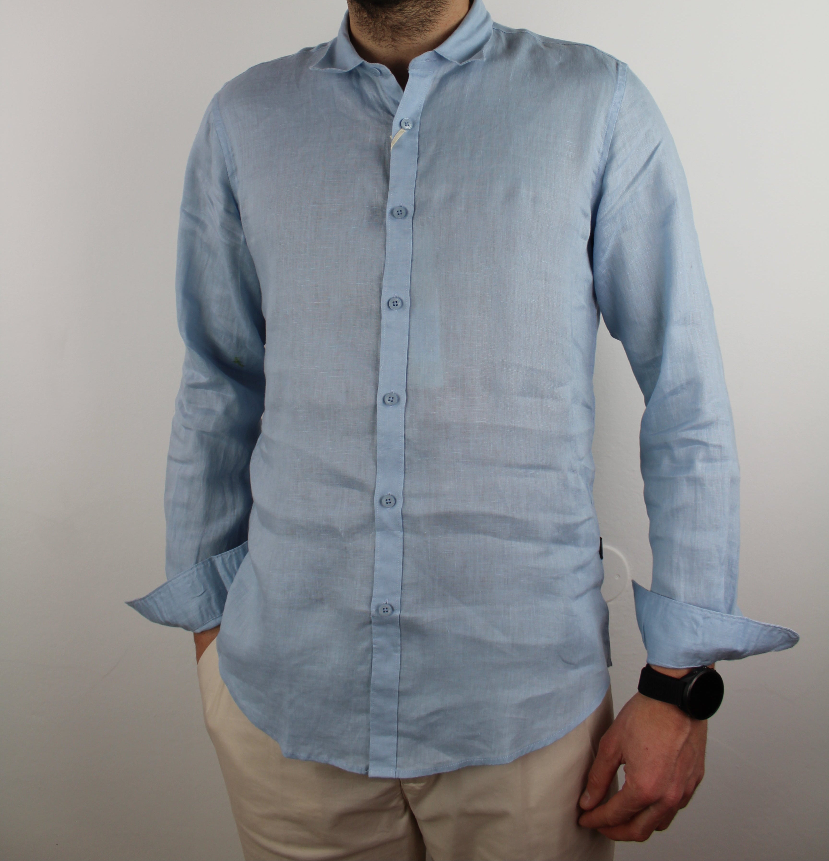 CAMICIA IN LINO AZZURRA