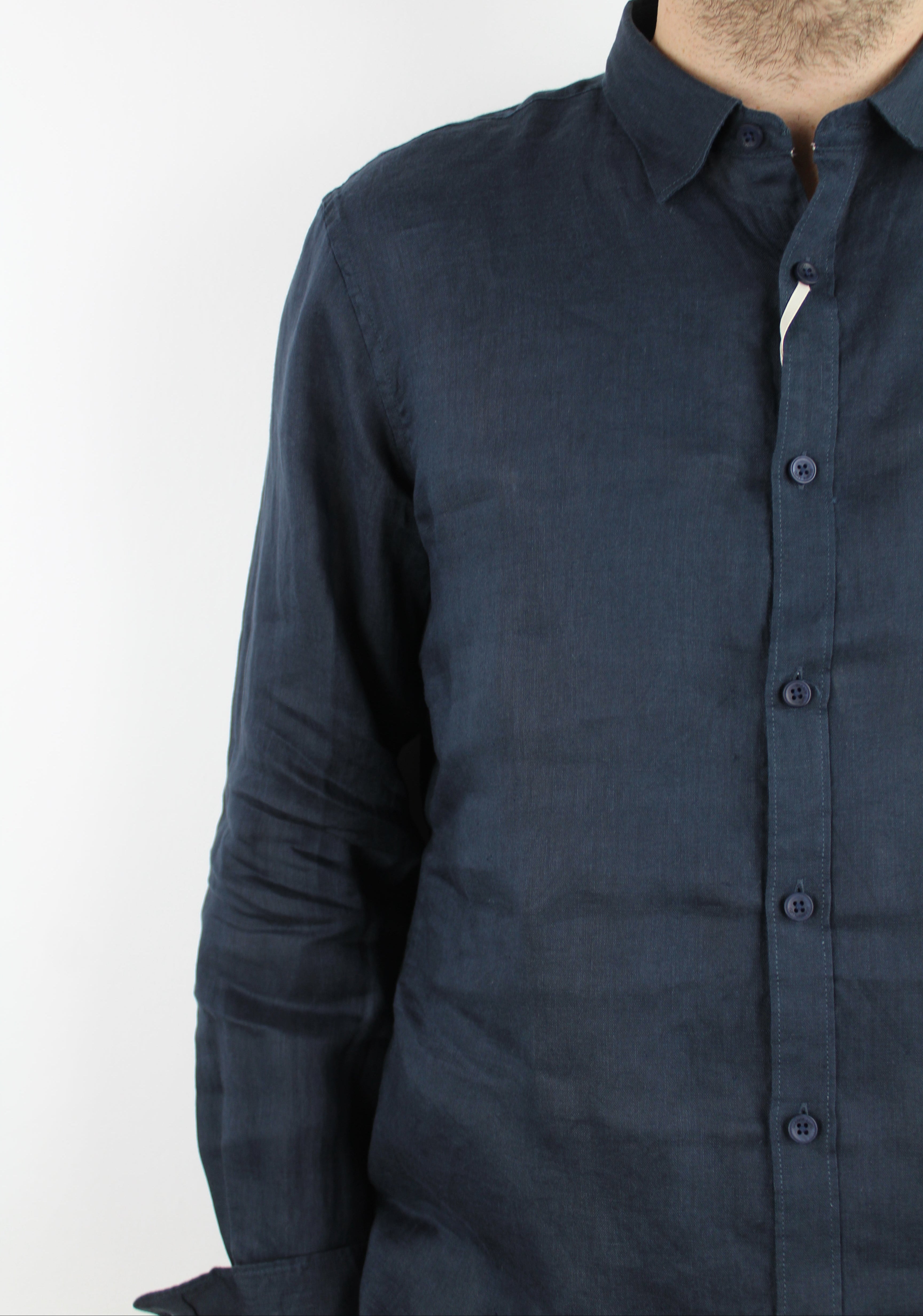 CAMICIA IN LINO BLU