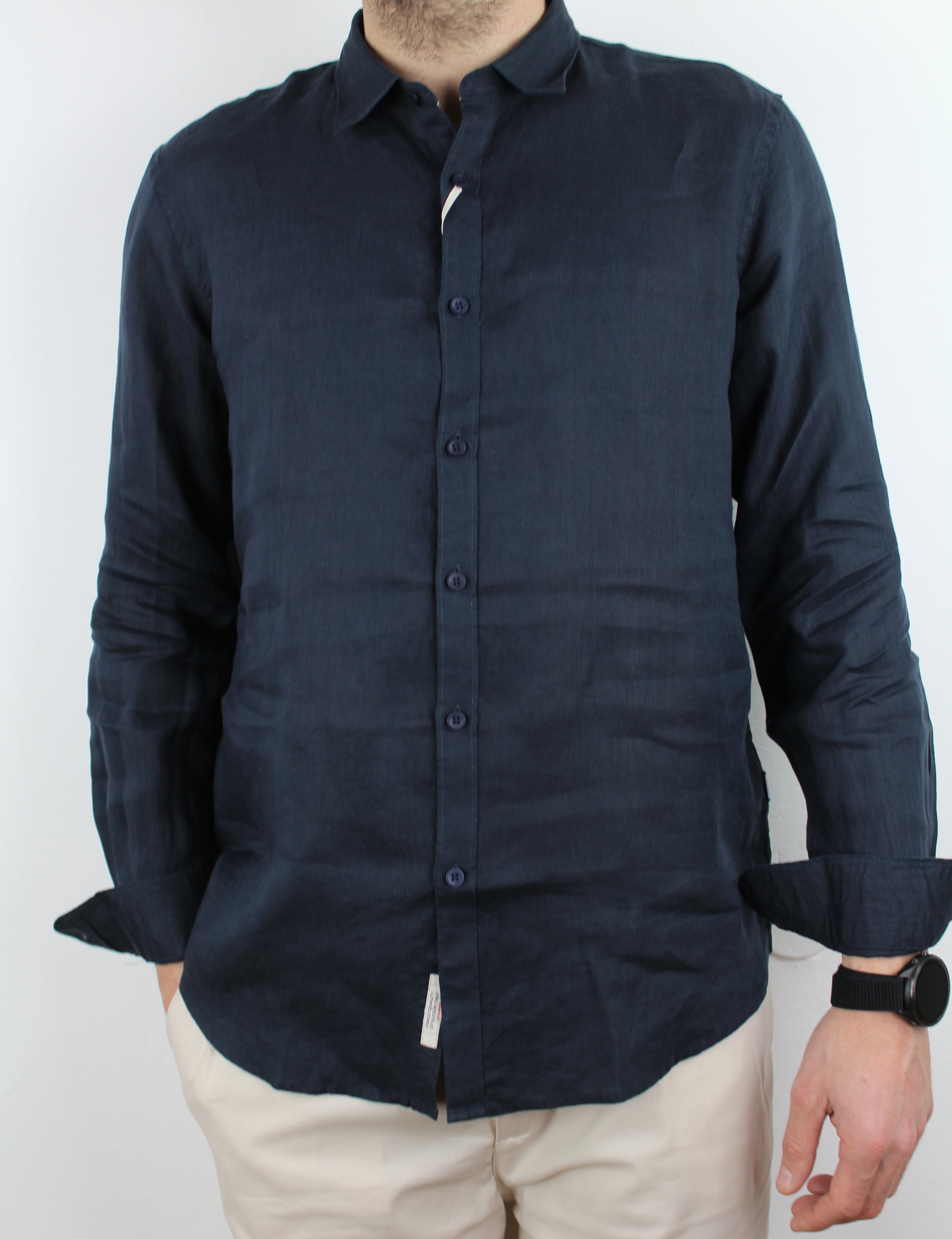 CAMICIA IN LINO BLU
