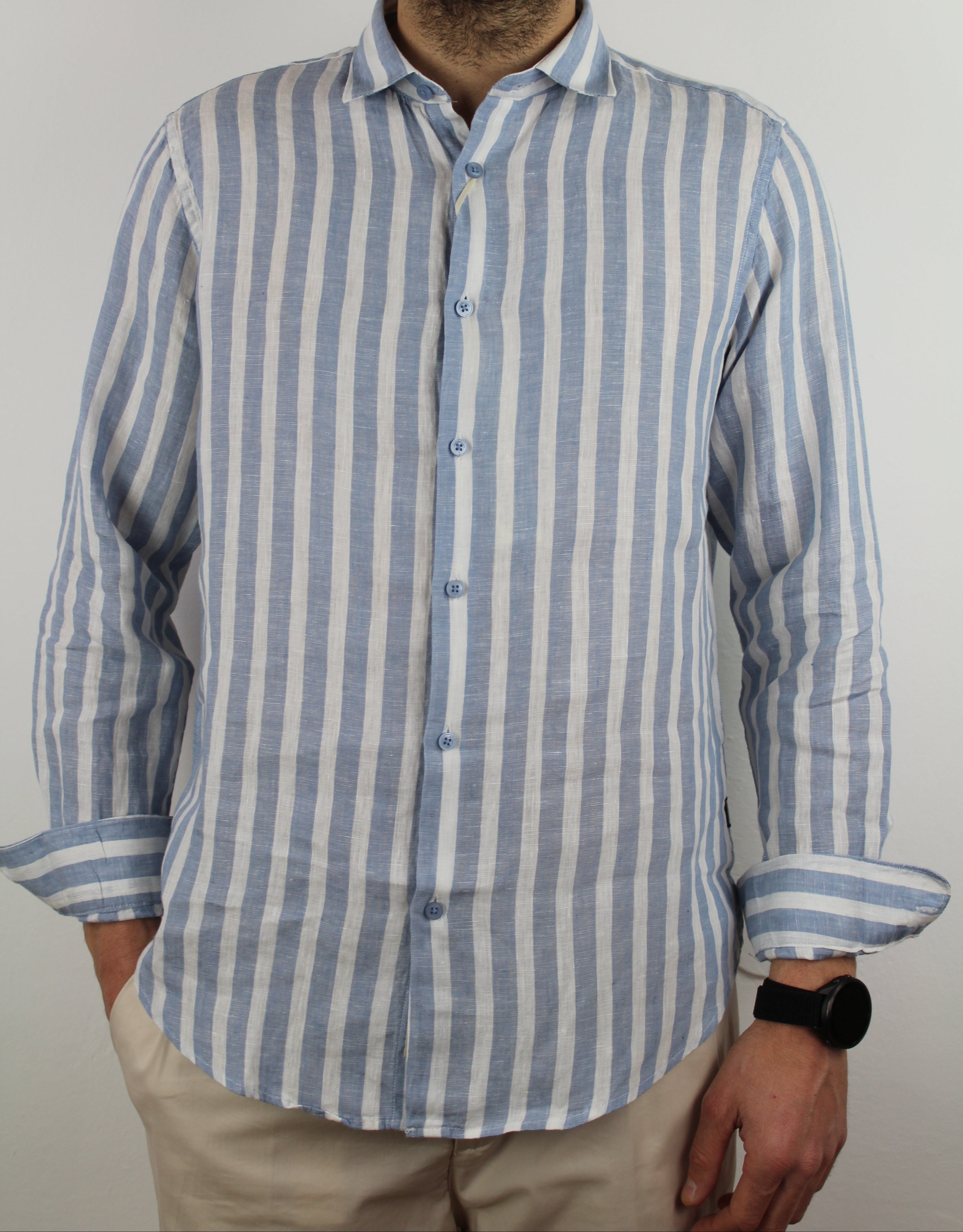 CAMICIA IN LINO A RIGHE