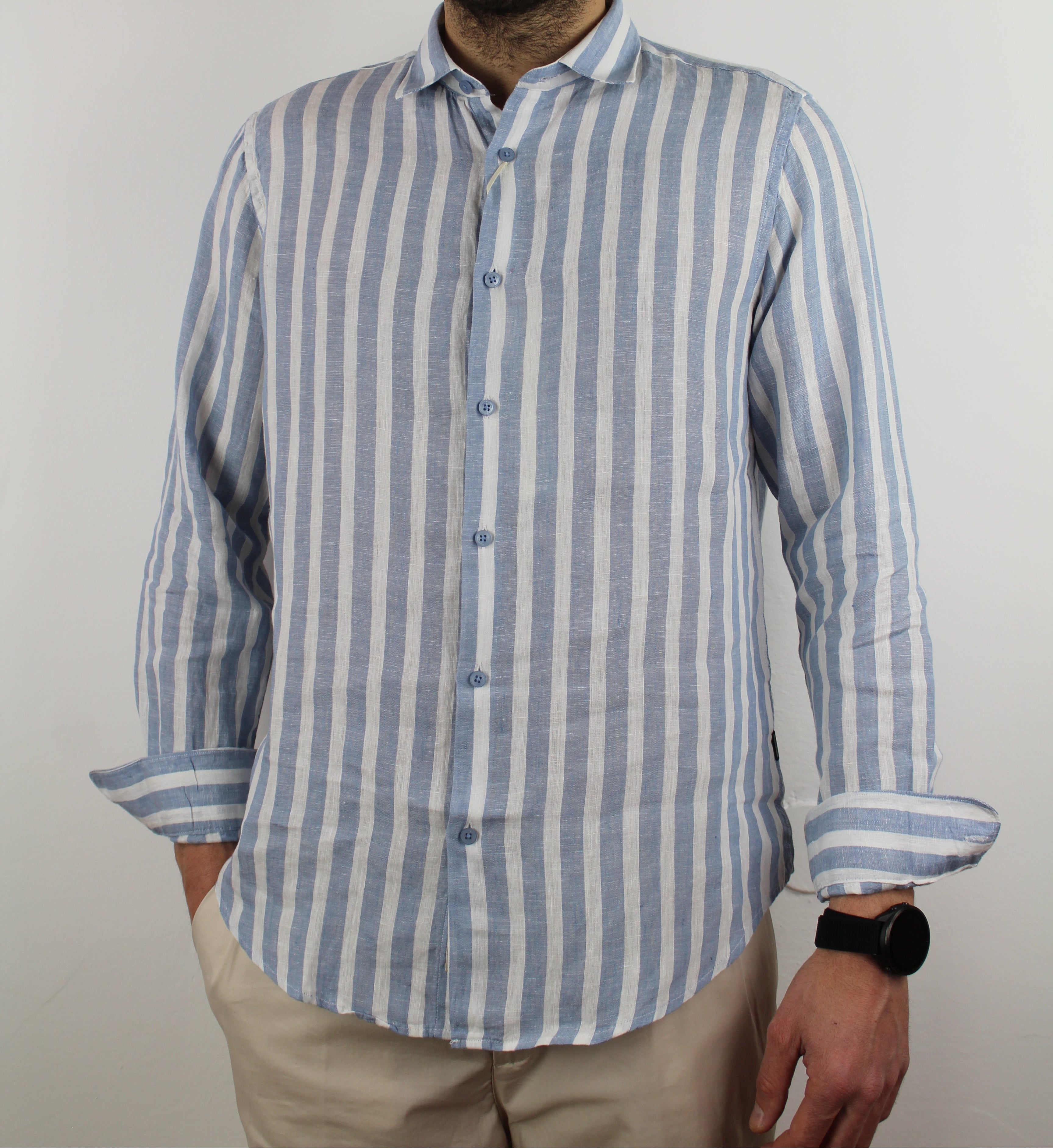 CAMICIA IN LINO A RIGHE