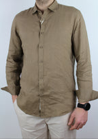 CAMICIA IN LINO TABACCO