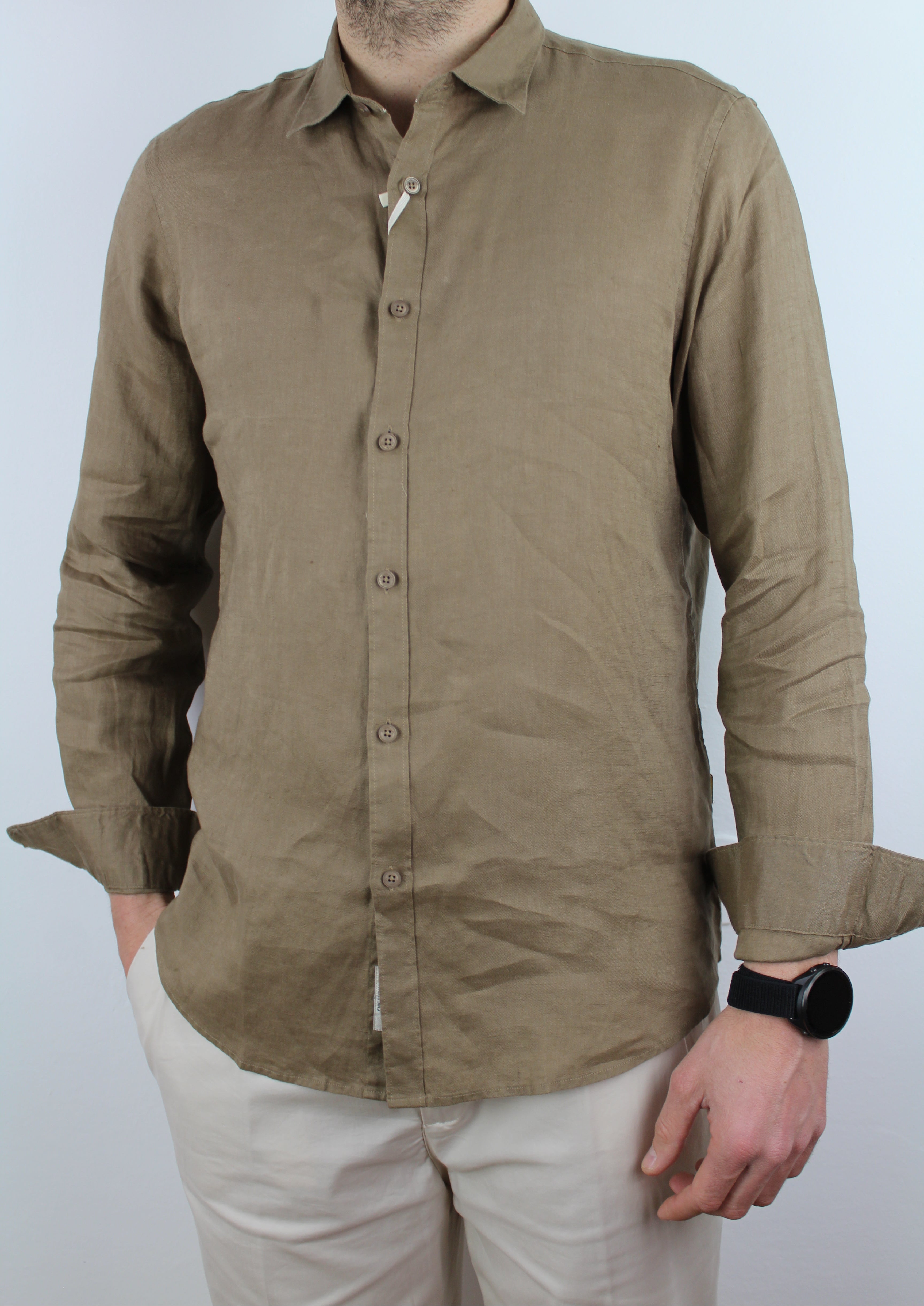 CAMICIA IN LINO TABACCO
