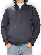 FELPA MEZZA ZIP BLU