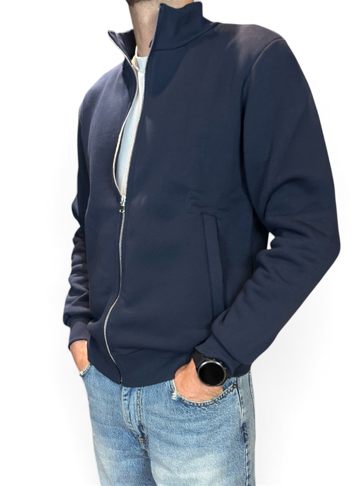 FELPA FULL ZIP BLU