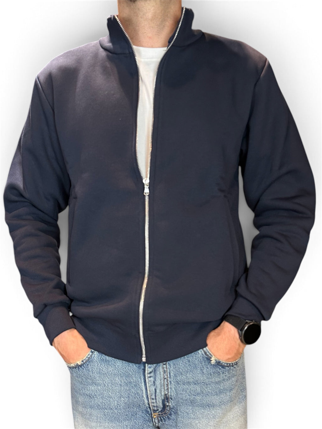 FELPA FULL ZIP BLU